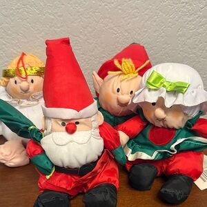 4 Stuffins plush Santa, Ms.Claus Elf Angel